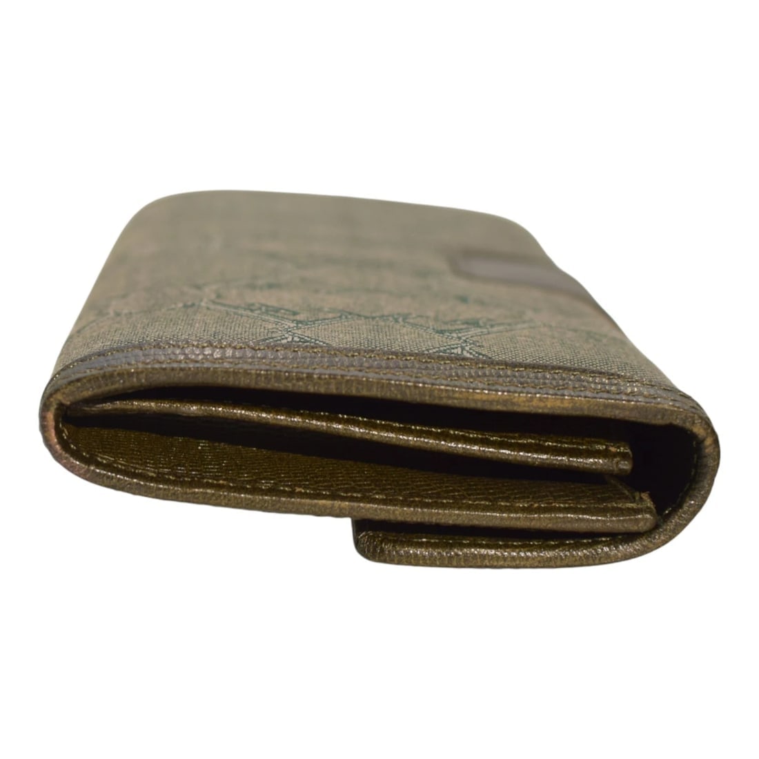 Giangranco Ferre Khaki Leather & Fabric Wallet Gold hardware Long Envelope - 4