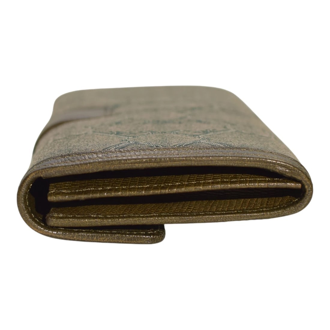 Giangranco Ferre Khaki Leather & Fabric Wallet Gold hardware Long Envelope - 5