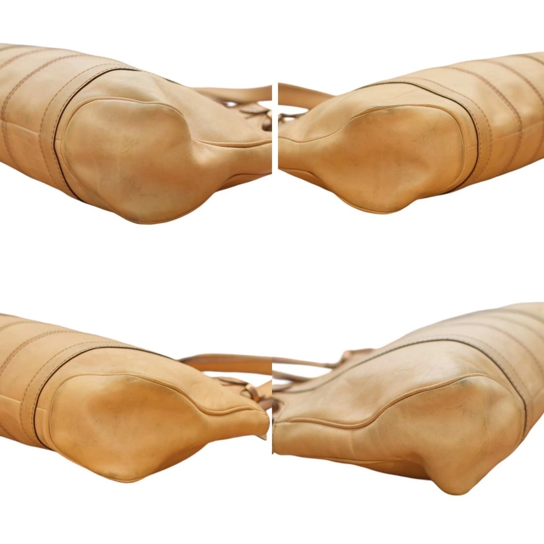 Gucci Vintage Beige Leather Wood Logo Hobo Medium Bag Tote Shoulder Bag handbag - 4