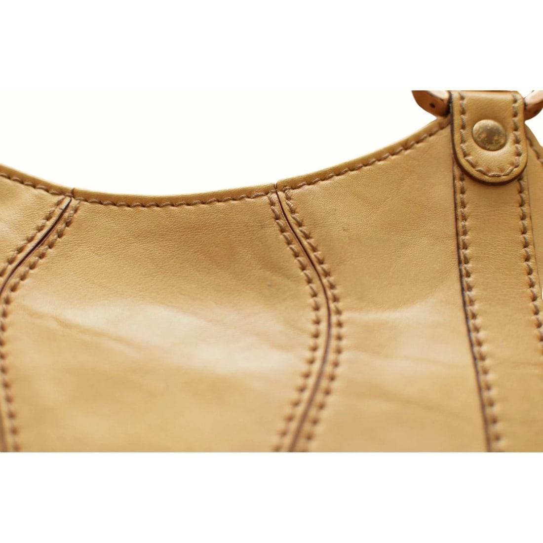 Gucci Vintage Beige Leather Wood Logo Hobo Medium Bag Tote Shoulder Bag handbag - 8