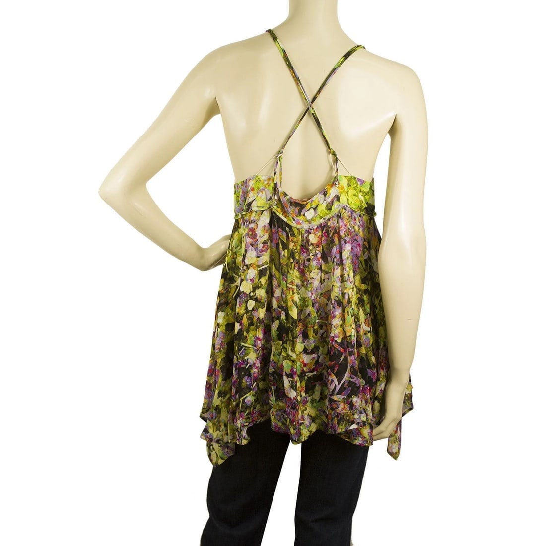 Roberto Cavalli Floral 100% Silk Multicolor Cami Top Sleeveless Blouse size 38 - 2
