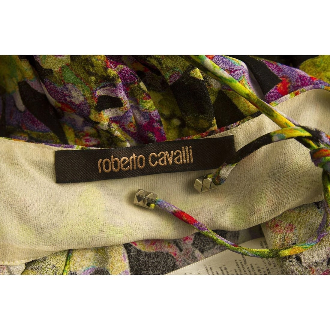 Roberto Cavalli Floral 100% Silk Multicolor Cami Top Sleeveless Blouse size 38 - 3