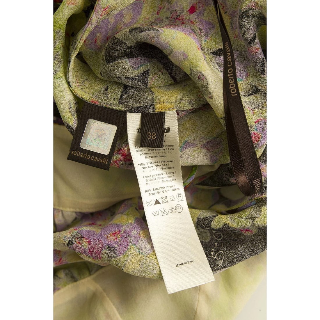 Roberto Cavalli Floral 100% Silk Multicolor Cami Top Sleeveless Blouse size 38 - 4