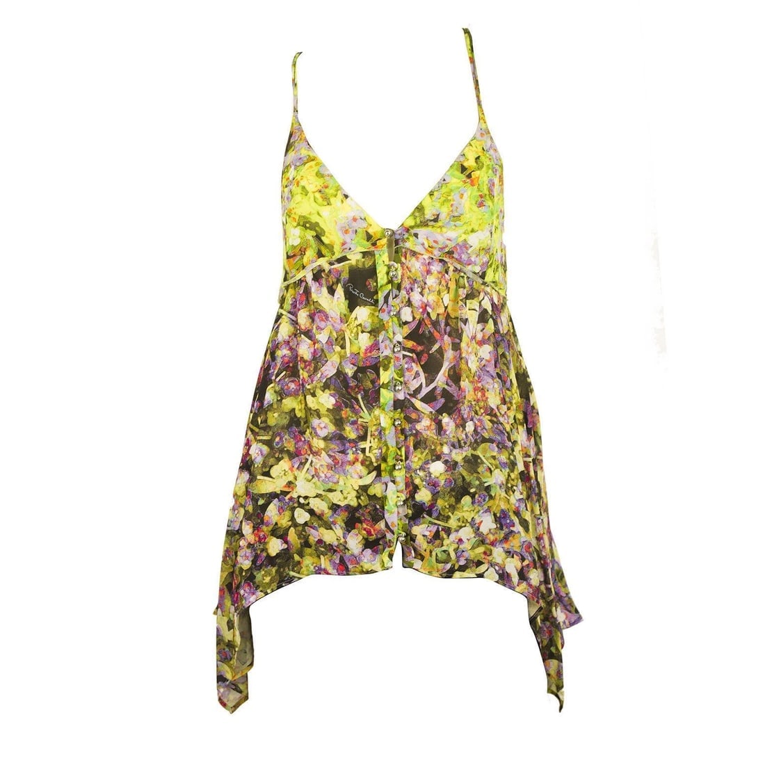 Roberto Cavalli Floral 100% Silk Multicolor Cami Top Sleeveless Blouse size 38 - 5