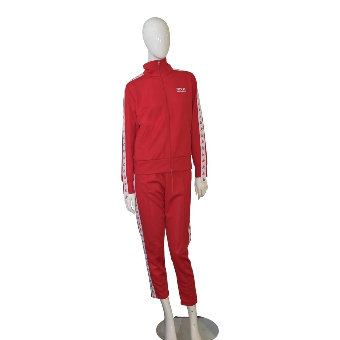 Golden Goose STAR Women's Red Tracksuit Set zip-up jacket & cropped pants Size S: Title:Golden Goose STAR Women's Red Tracksuit Set zip-up jacket & cropped pants Size SDescription:Golden Goose STAR Women's Red Tracksuit Set zip-up jacket & cropped pants Size S This sleek and