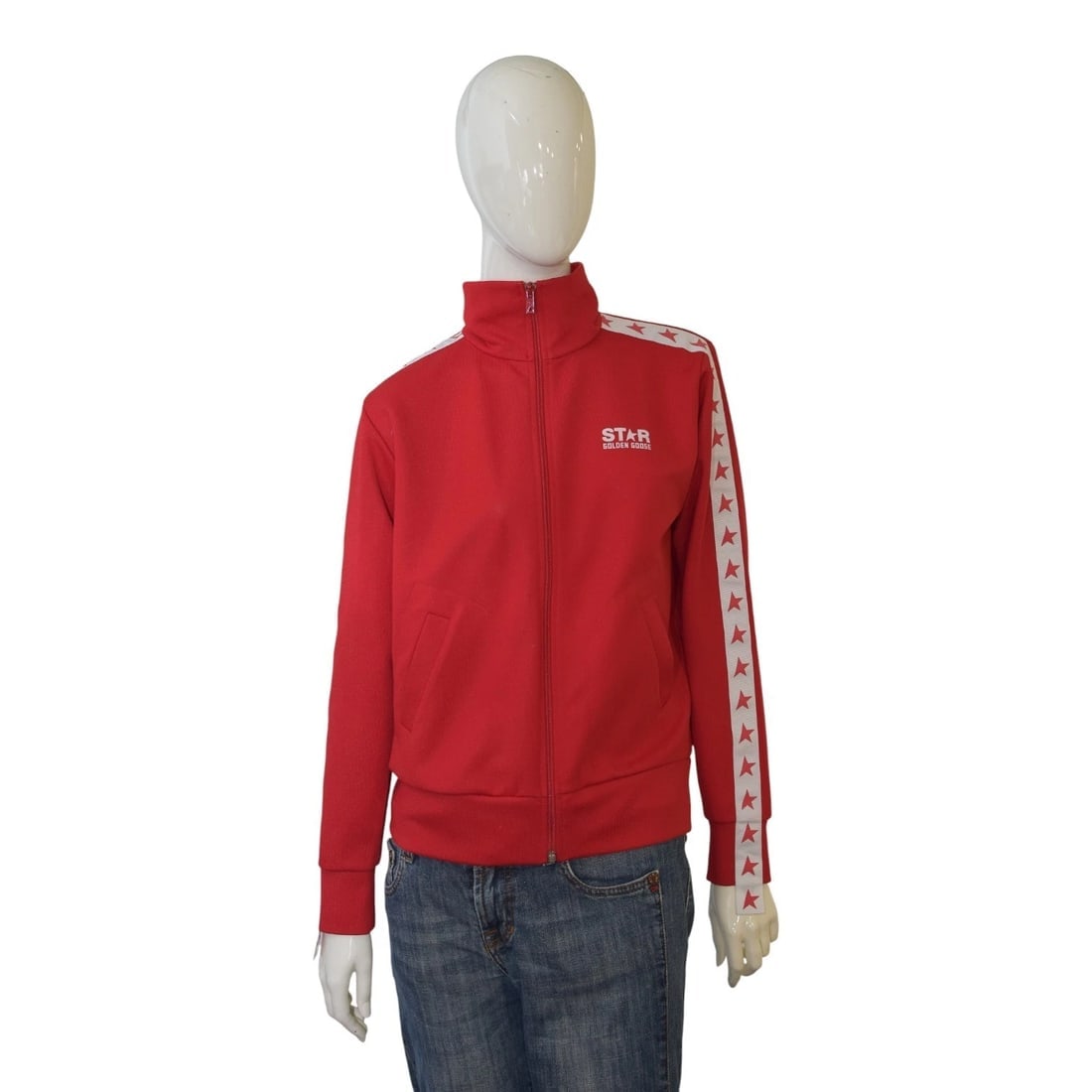 Golden Goose STAR Women's Red Tracksuit Set zip-up jacket & cropped pants Size S - 3