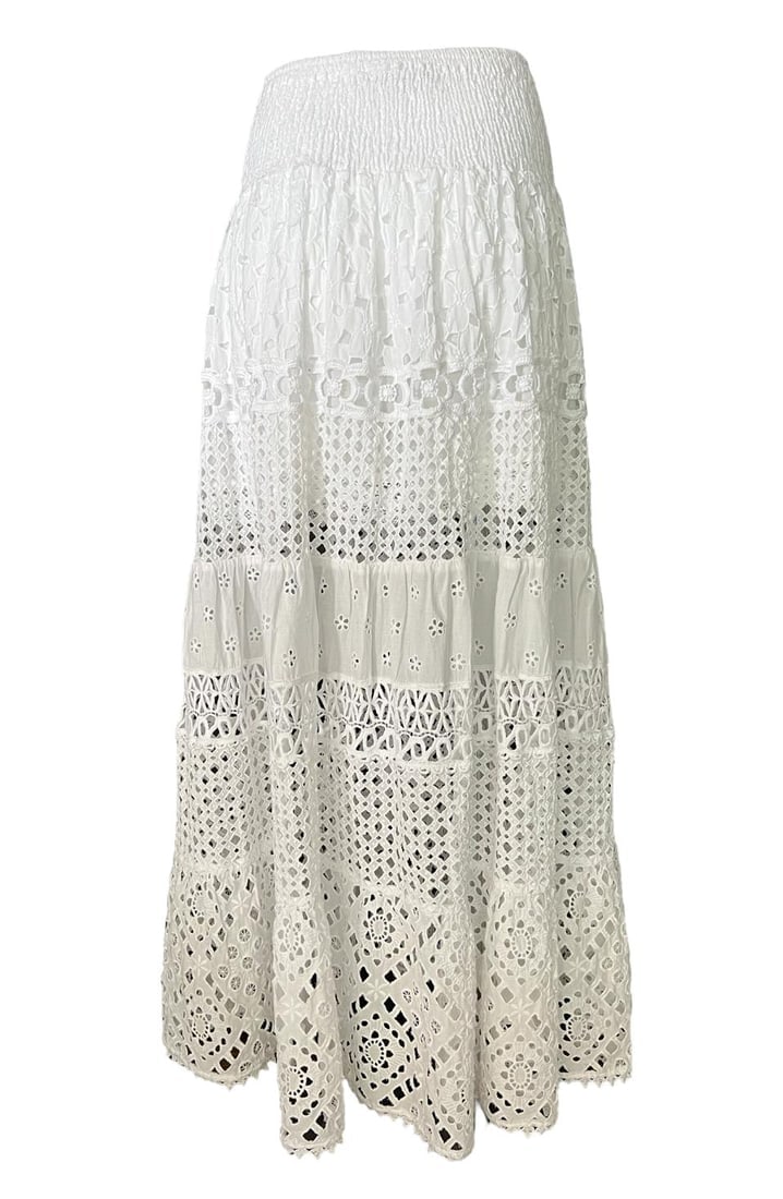 Temptation Positono White Cotton Maxi Skirt - 17