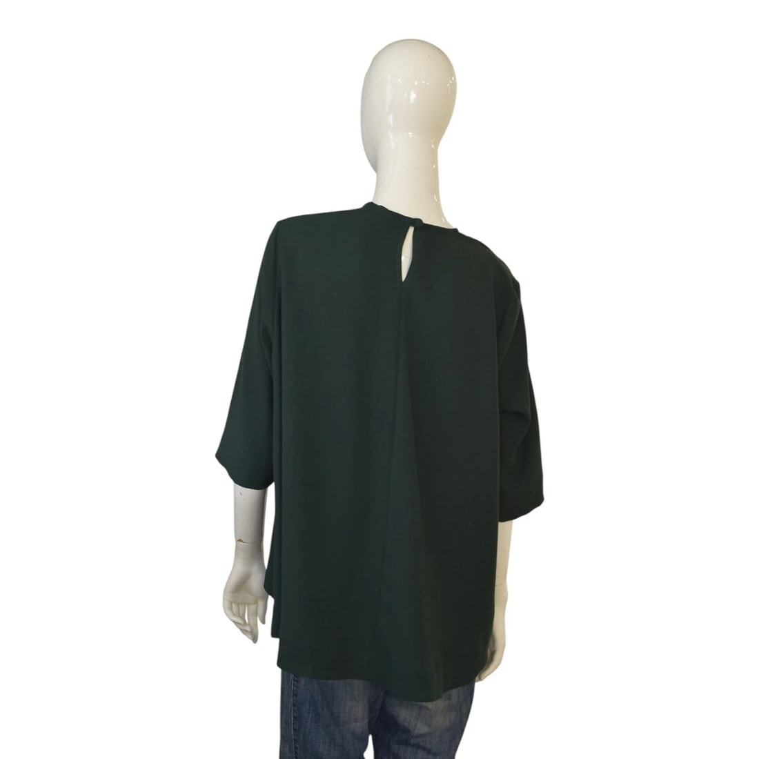 Wildwood Green Blouson-Sleeve Blouse – Minimalist Flowing Design – Size M - 2