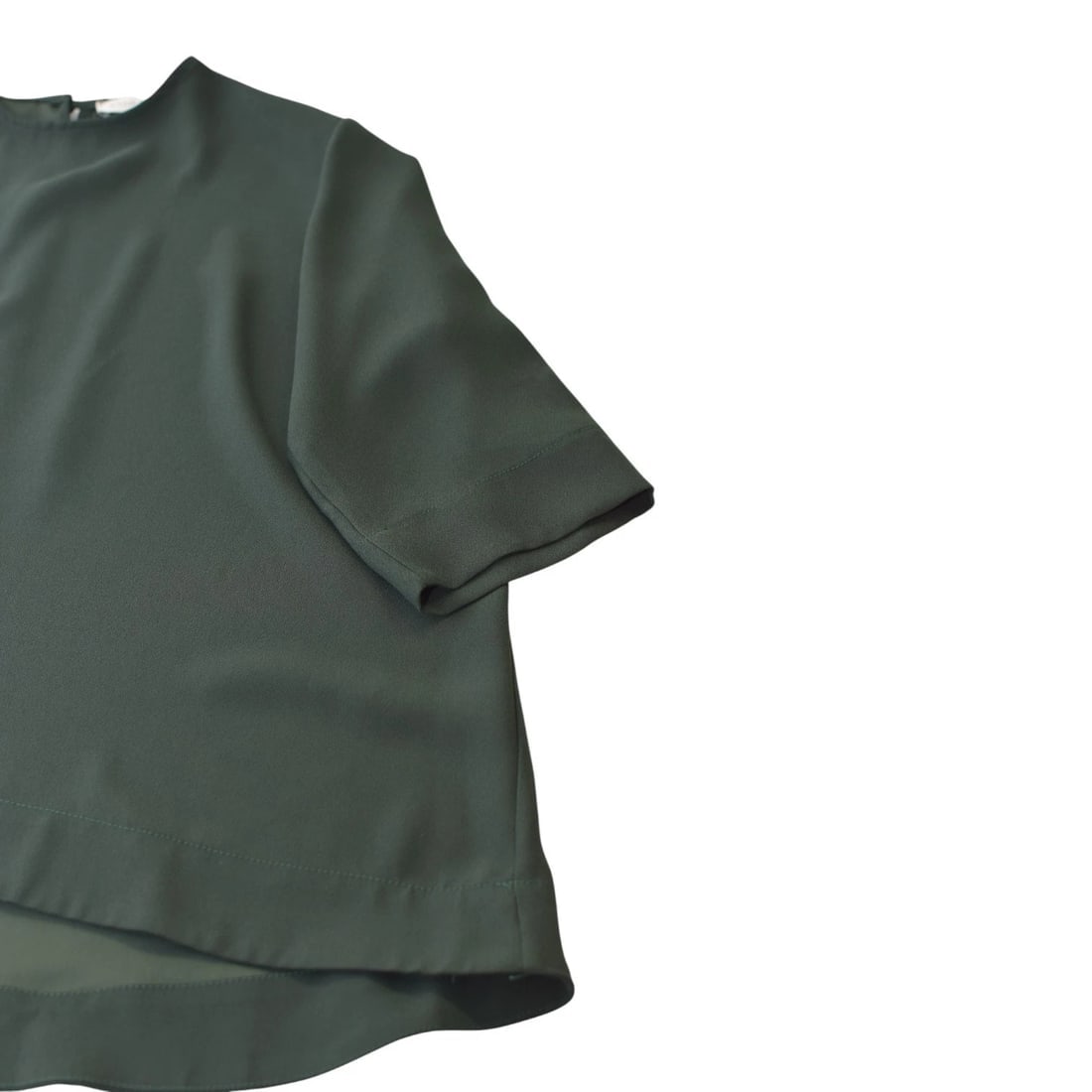 Wildwood Green Blouson-Sleeve Blouse – Minimalist Flowing Design – Size M - 5