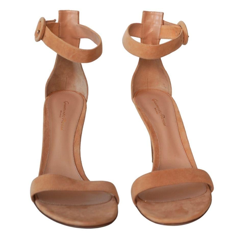 Gianvito Rossi Portofio Nude Suede Heel Sandals - 2