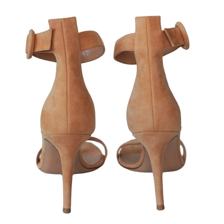 Gianvito Rossi Portofio Nude Suede Heel Sandals - 4