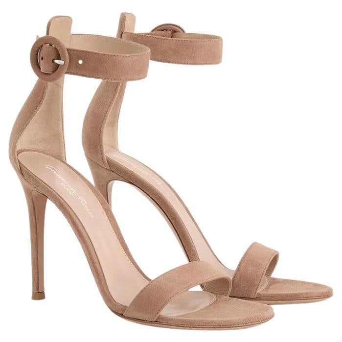 Gianvito Rossi Portofio Nude Suede Heel Sandals - 7