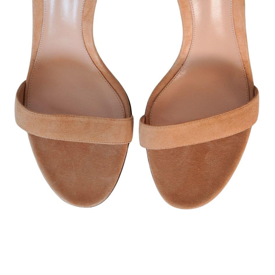 Gianvito Rossi Portofio Nude Suede Heel Sandals - 9