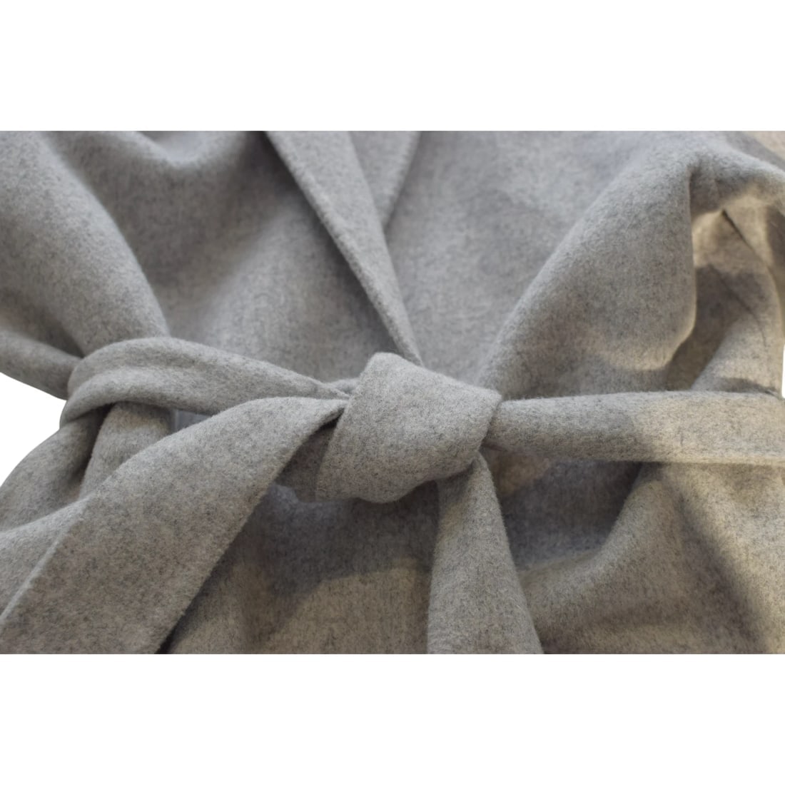 ViCOLO Gray Wool Blend Belted Hooded Wrap Coat Design Minimalist Long Jacket M - 5