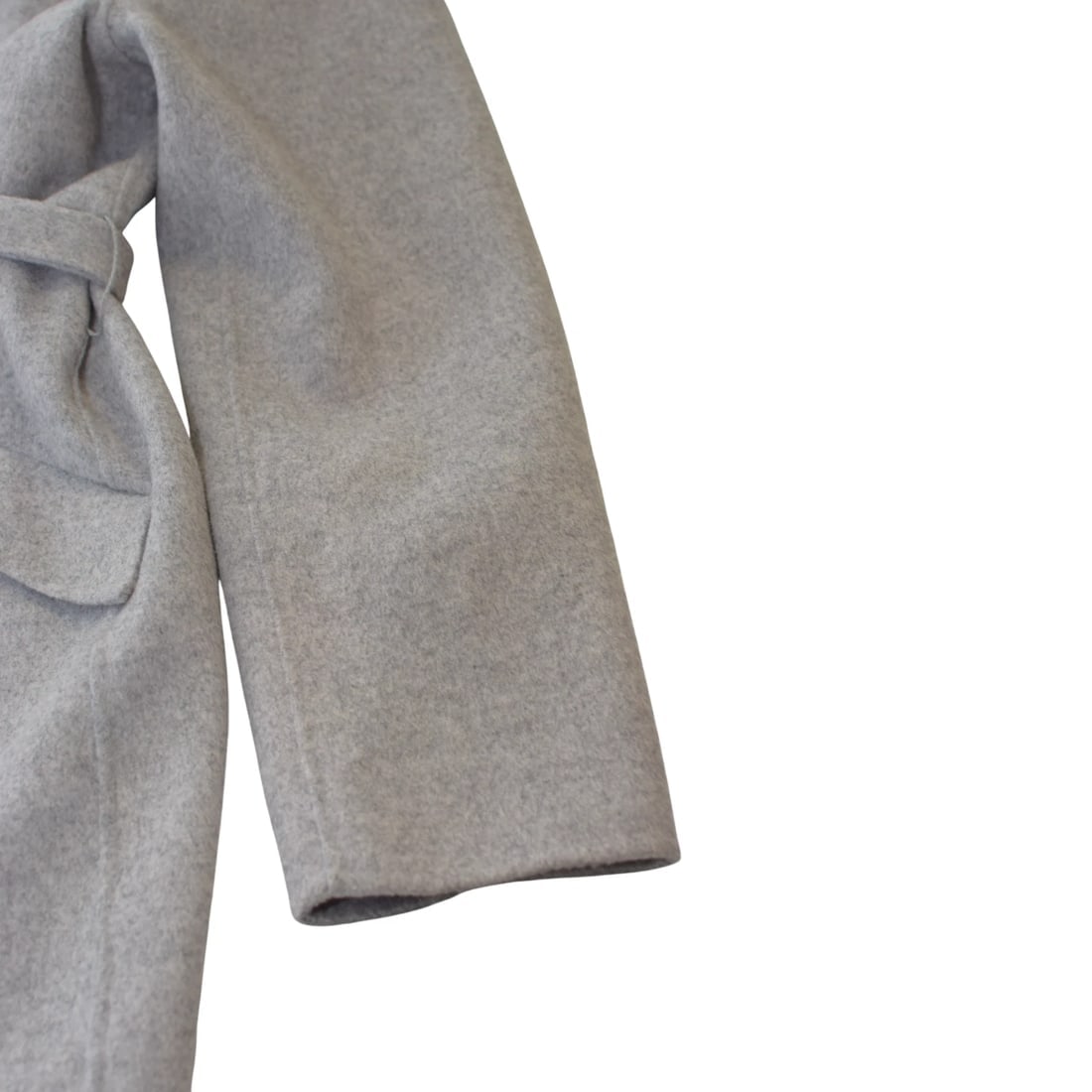 ViCOLO Gray Wool Blend Belted Hooded Wrap Coat Design Minimalist Long Jacket M - 7