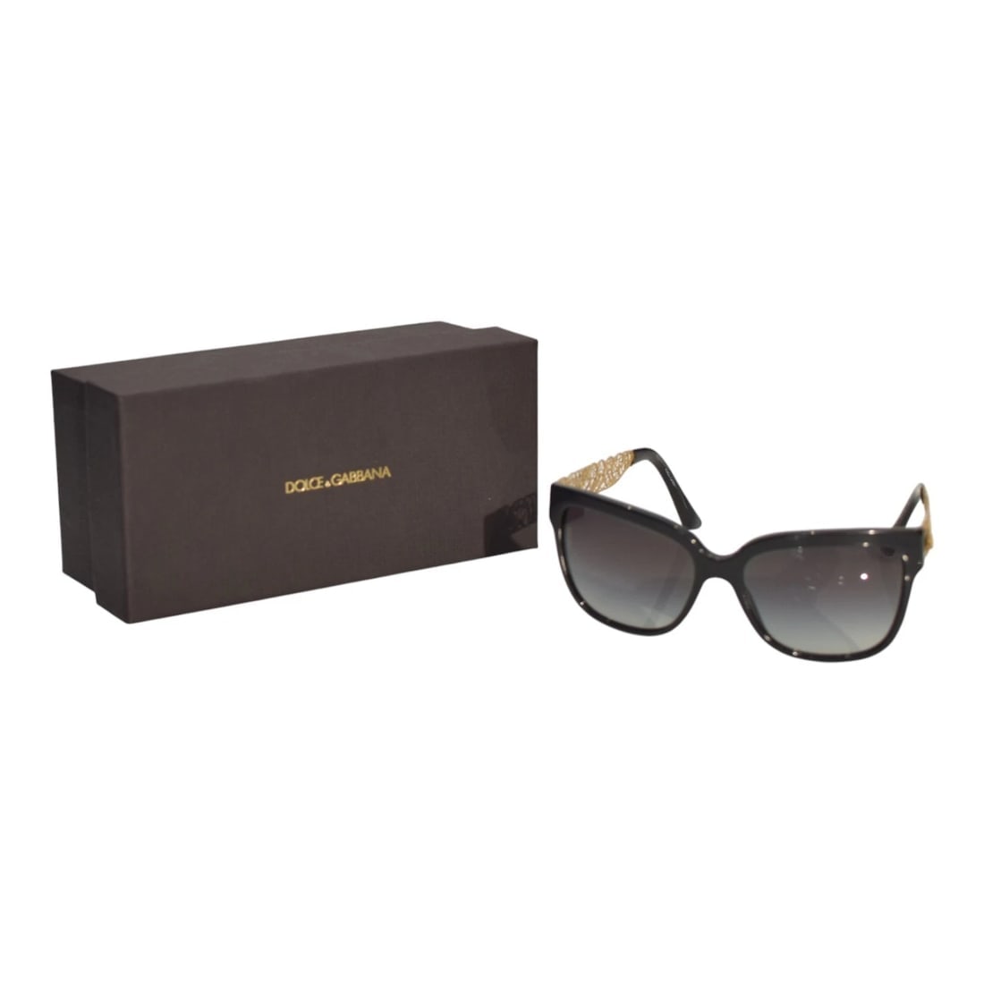 Dolce & Gabbana DG4212 Black & Gold Filigree Cat Eye Sunglasses - 2