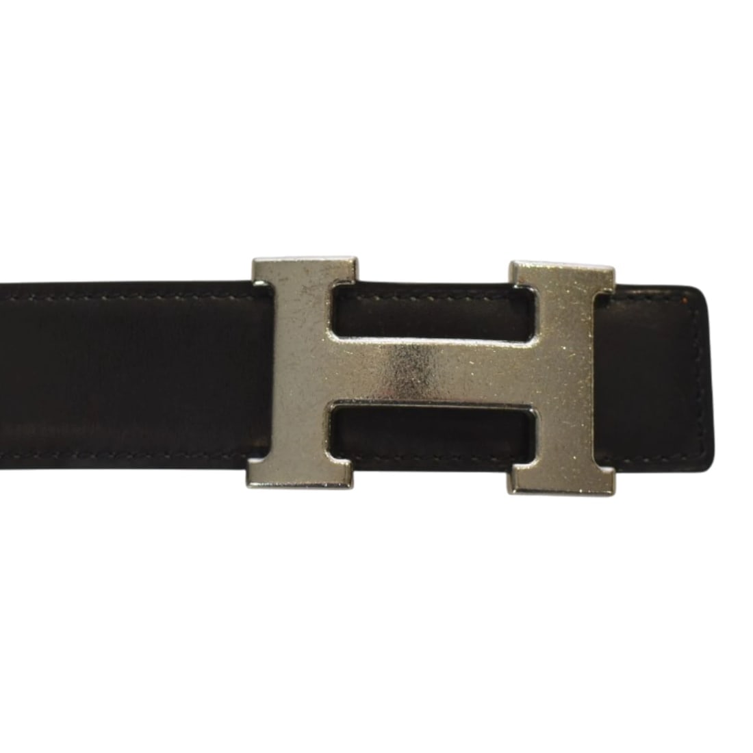 Hermès Reversible H Belt 32mm Black & Gold Togo Leather with Silver Buckle Sz 80 - 4