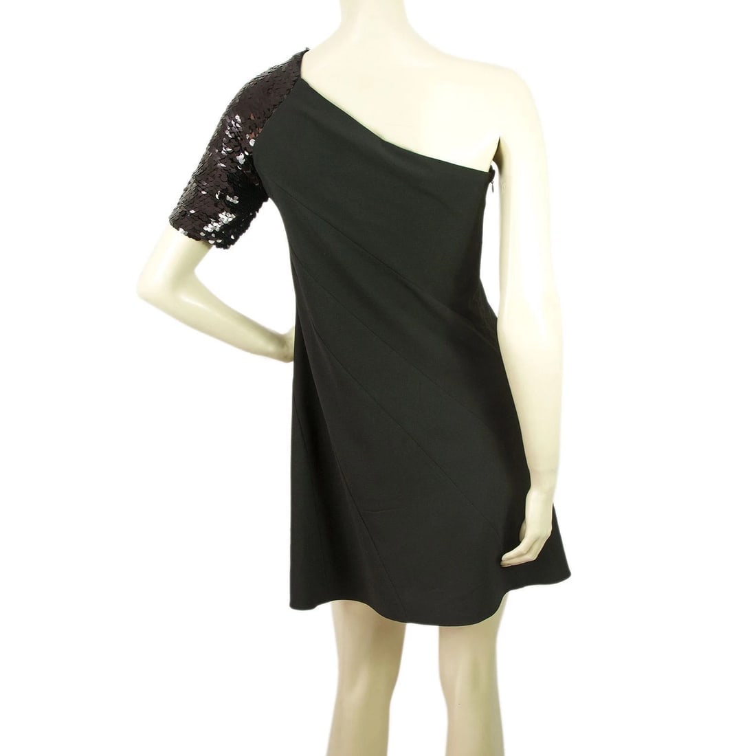 New Nwt Just Roberto Cavalli Black One Shoulder Sequined Bias Mini Dress sz 42 - 2
