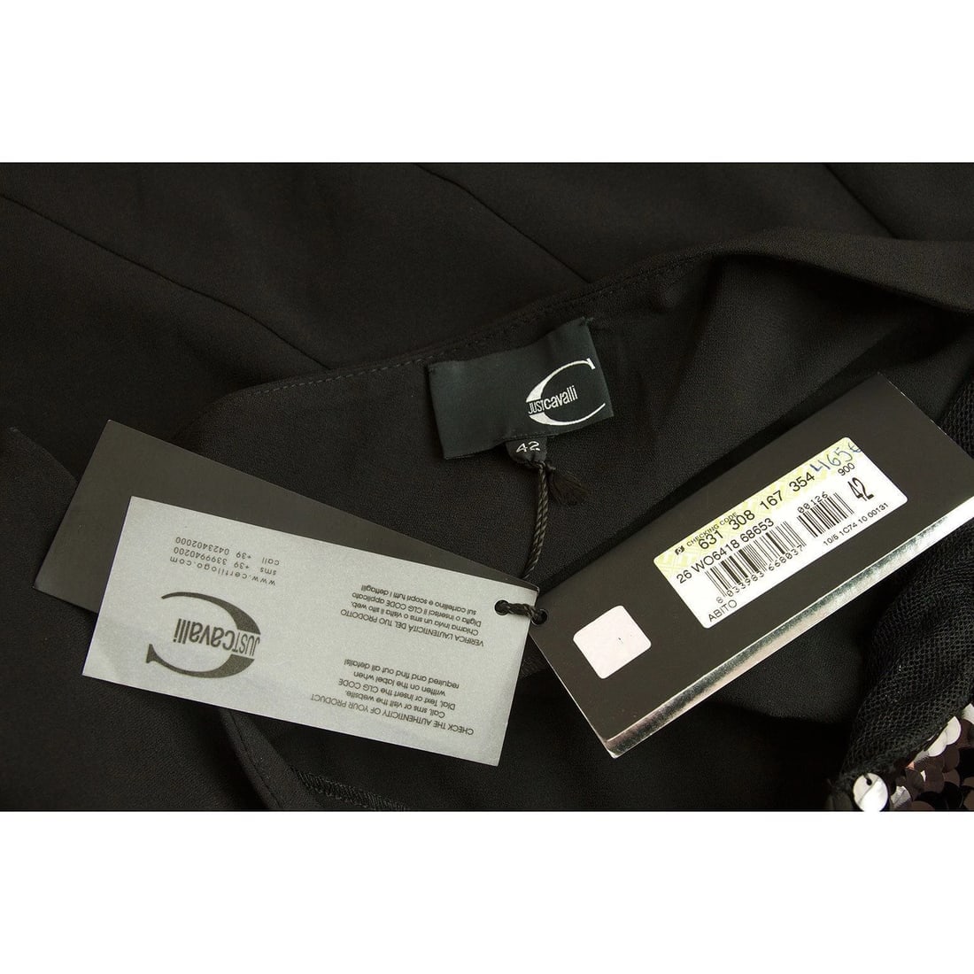 New Nwt Just Roberto Cavalli Black One Shoulder Sequined Bias Mini Dress sz 42 - 5