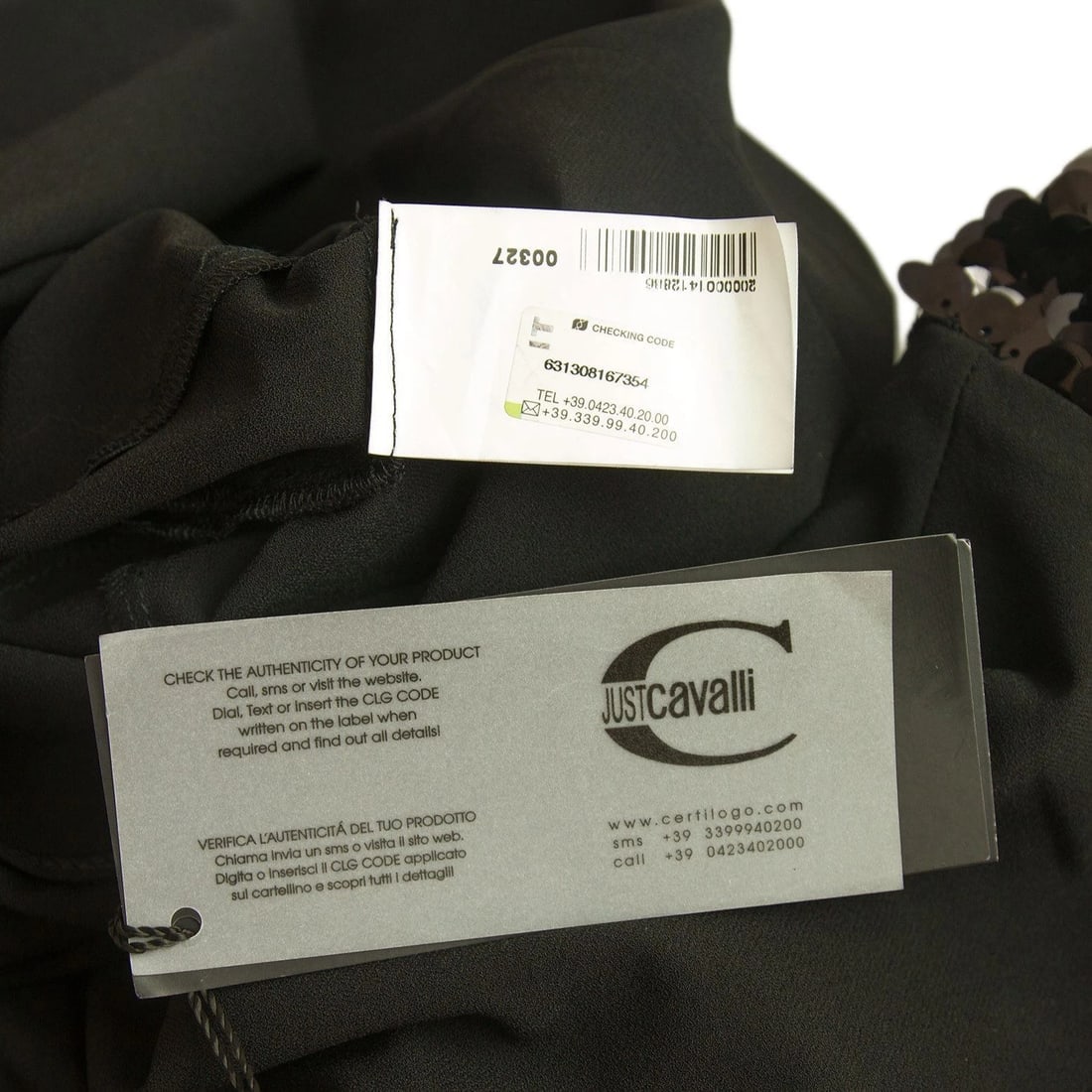 New Nwt Just Roberto Cavalli Black One Shoulder Sequined Bias Mini Dress sz 42 - 6