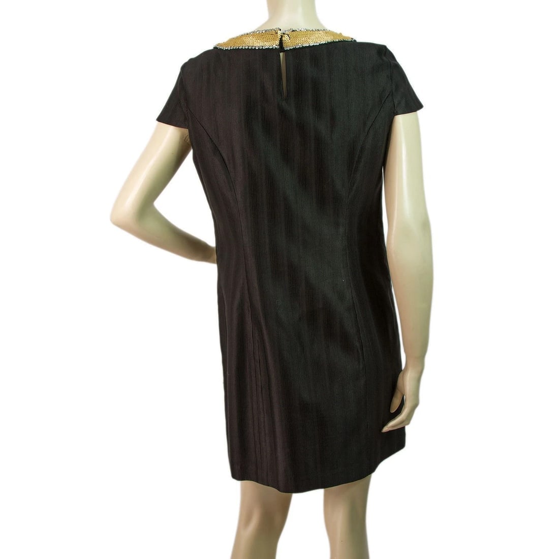 Tibi Black Embellished with Gold Bow Detail Shift Dress - Sz4 - 2