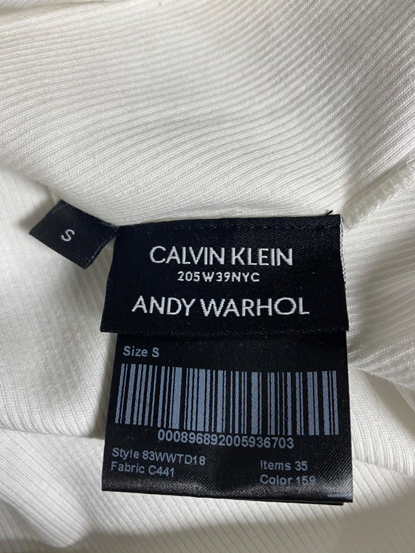 Calvin Klein Andy Warhol White Tank Top, Size Small - 12