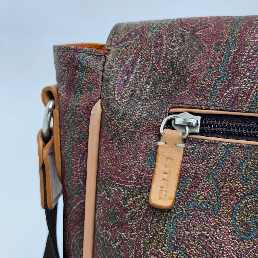 ETRO Paisley Fabric Messenger Bag with Adjustable Shoulder Strap - 5