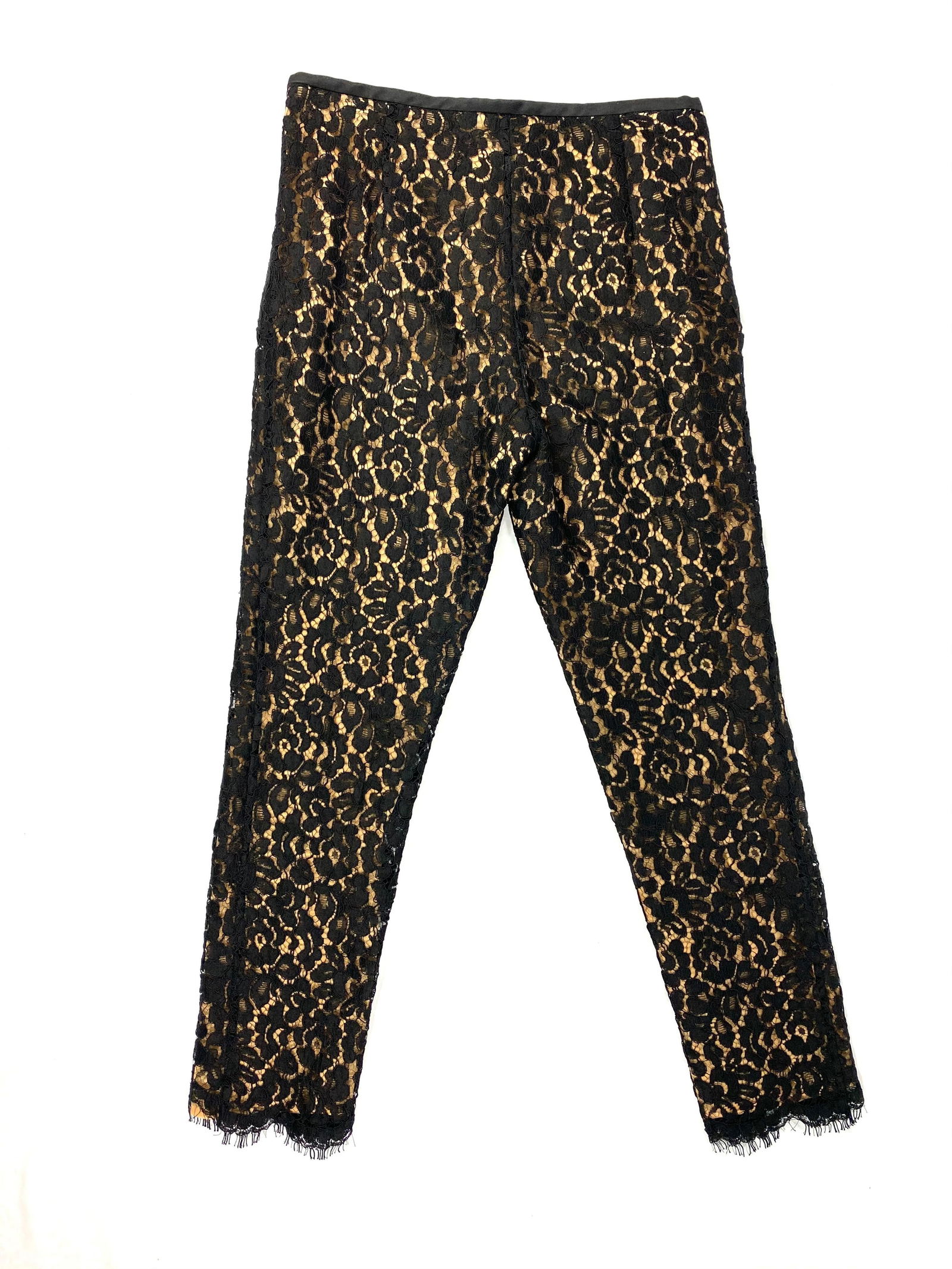 Michael Kors Collection Black and Beige Lace Skinny Pants Size 4 - 10