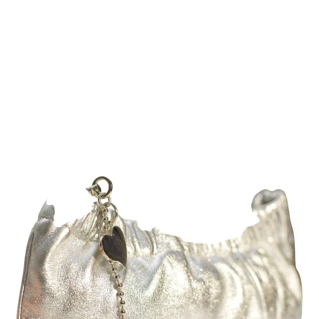 Miu Miu Metallic Silver Ruched Leather Clutch Shoulder Bag with Chain - 18