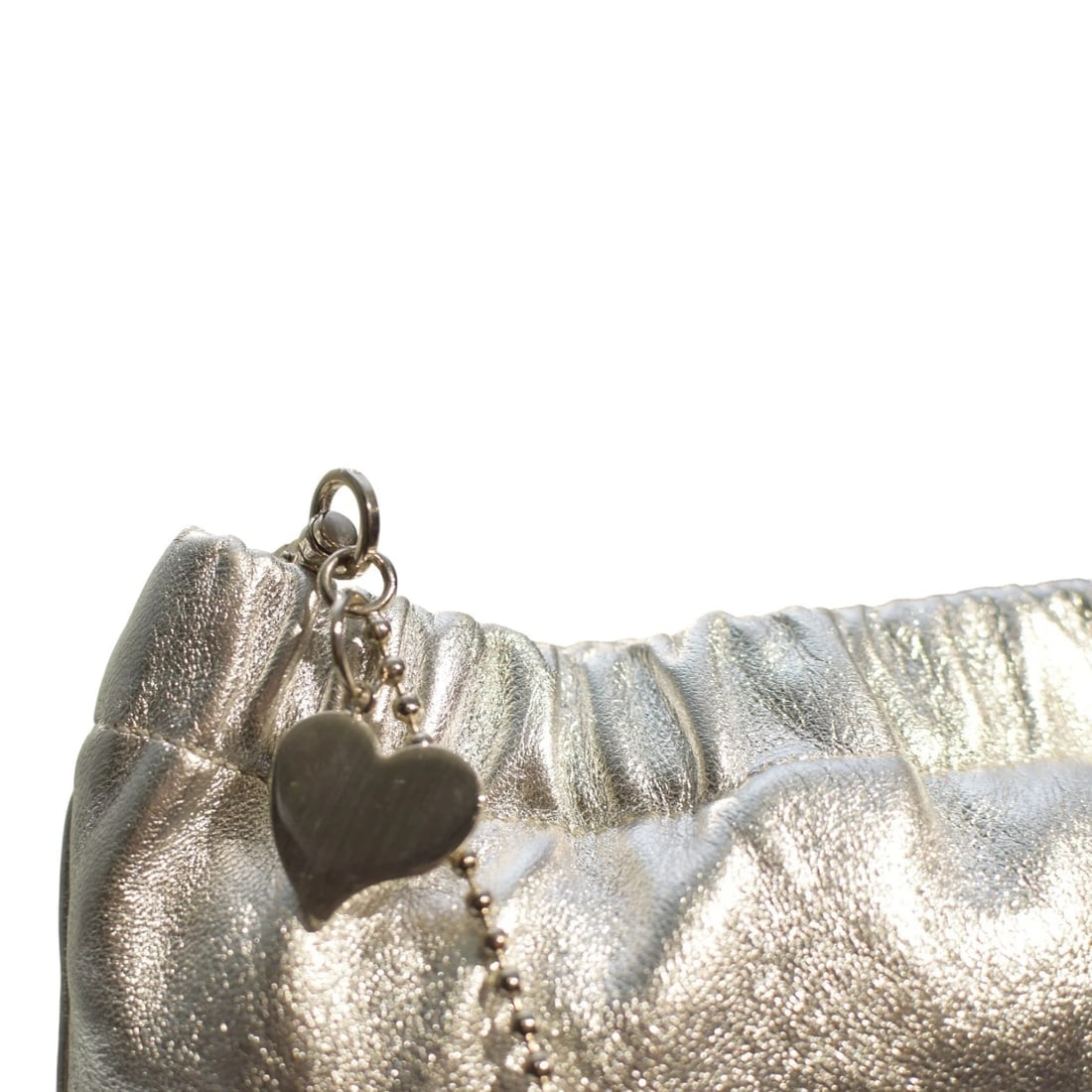 Miu Miu Metallic Silver Ruched Leather Clutch Shoulder Bag with Chain - 20