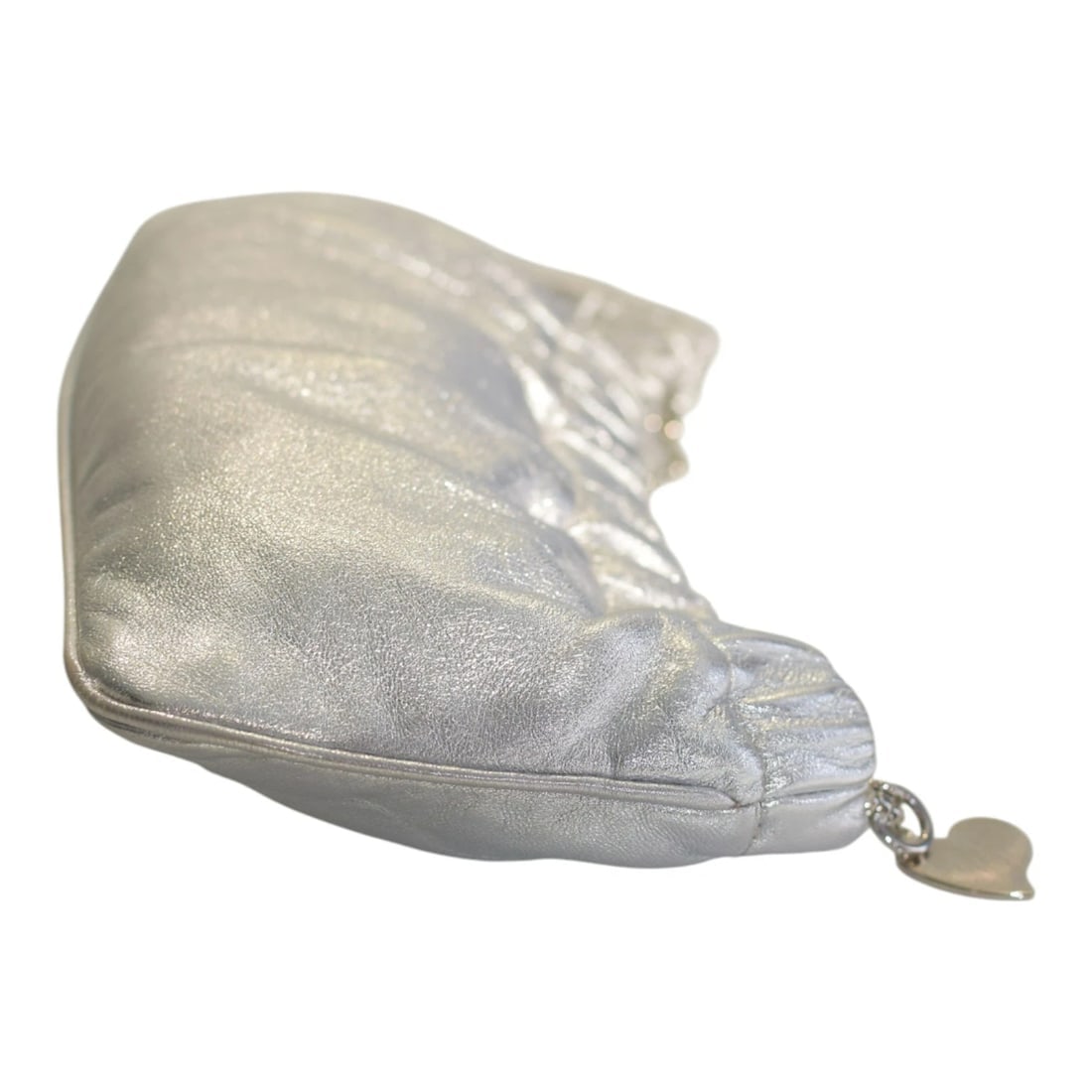 Miu Miu Metallic Silver Ruched Leather Clutch Shoulder Bag with Chain - 4