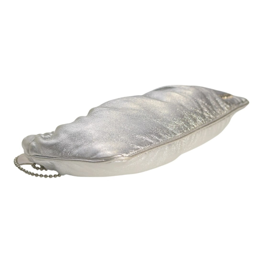 Miu Miu Metallic Silver Ruched Leather Clutch Shoulder Bag with Chain - 8