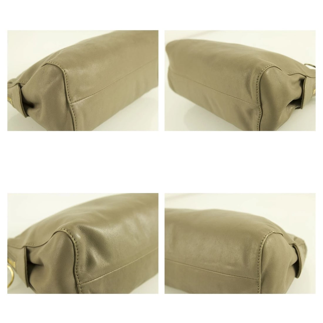 PAULE KA taupe leather with ring zipper pulls & padlock Clutch bag Handbag - 6