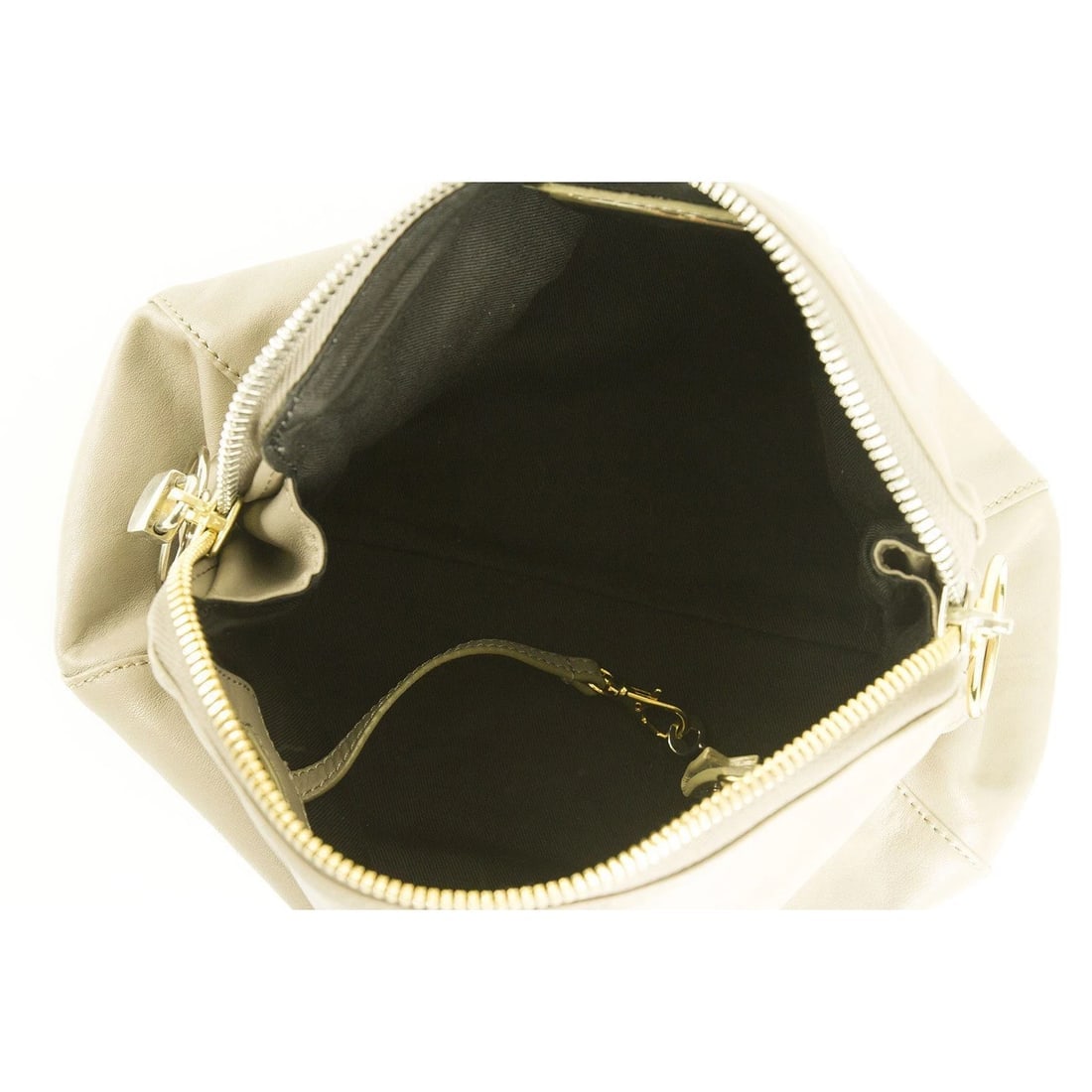 PAULE KA taupe leather with ring zipper pulls & padlock Clutch bag Handbag - 9