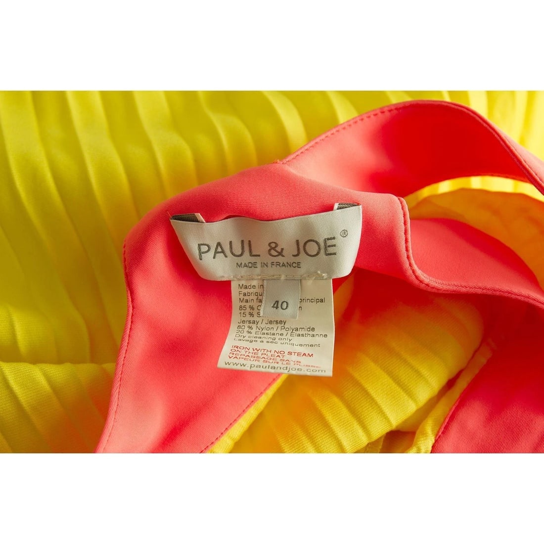 Paul & Joe Yellow Pink Pleated Sleeveless Halter Mini Summer Dress size 40 - 5