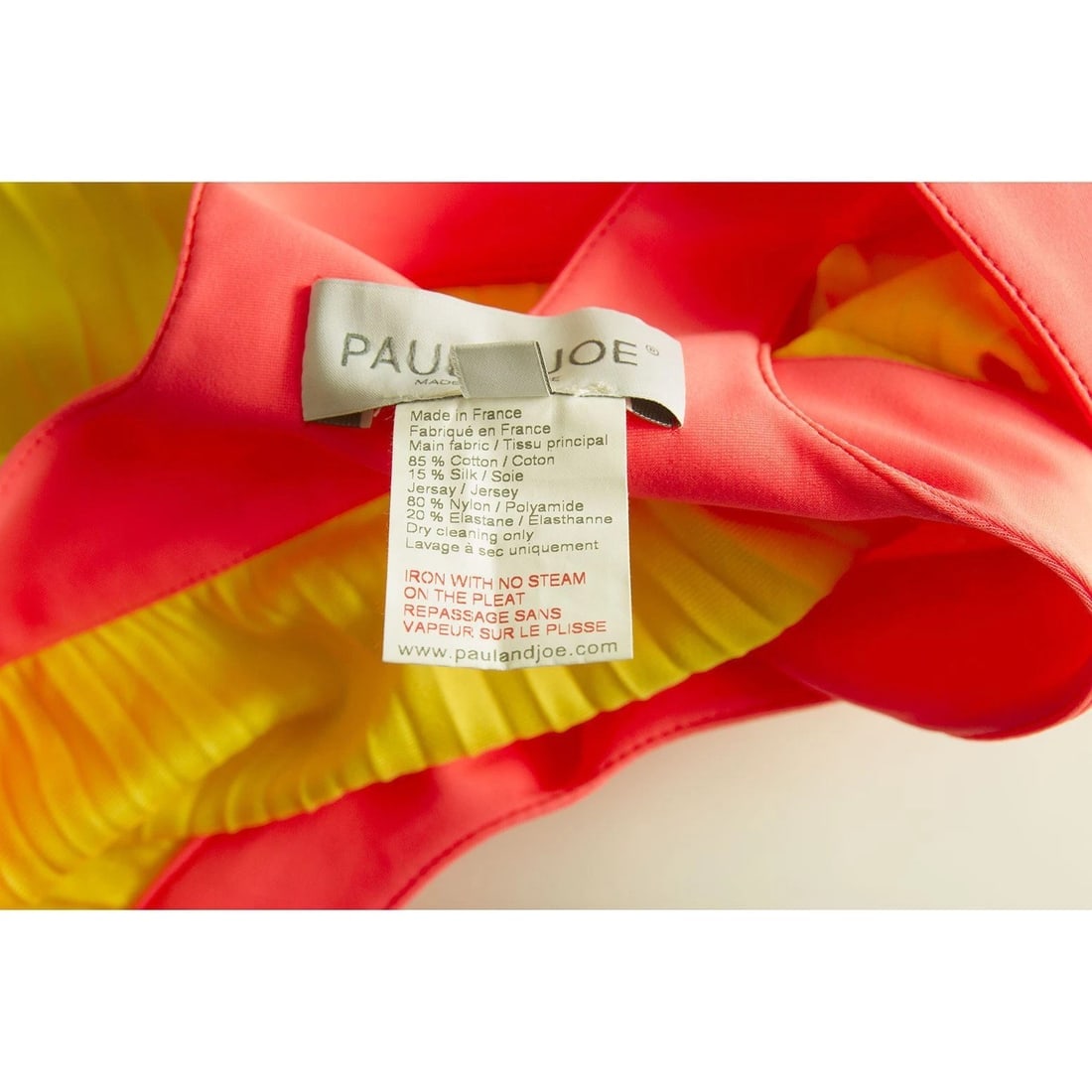 Paul & Joe Yellow Pink Pleated Sleeveless Halter Mini Summer Dress size 40 - 6