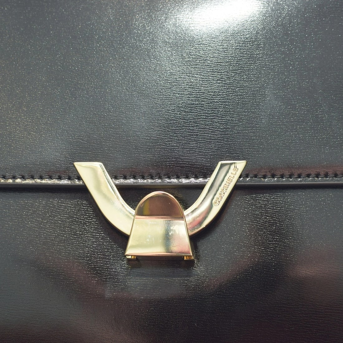 COCCINELLE Black Shinny Leather Shoulder Crossbody Bag – Gold Hardware – Italian - 12