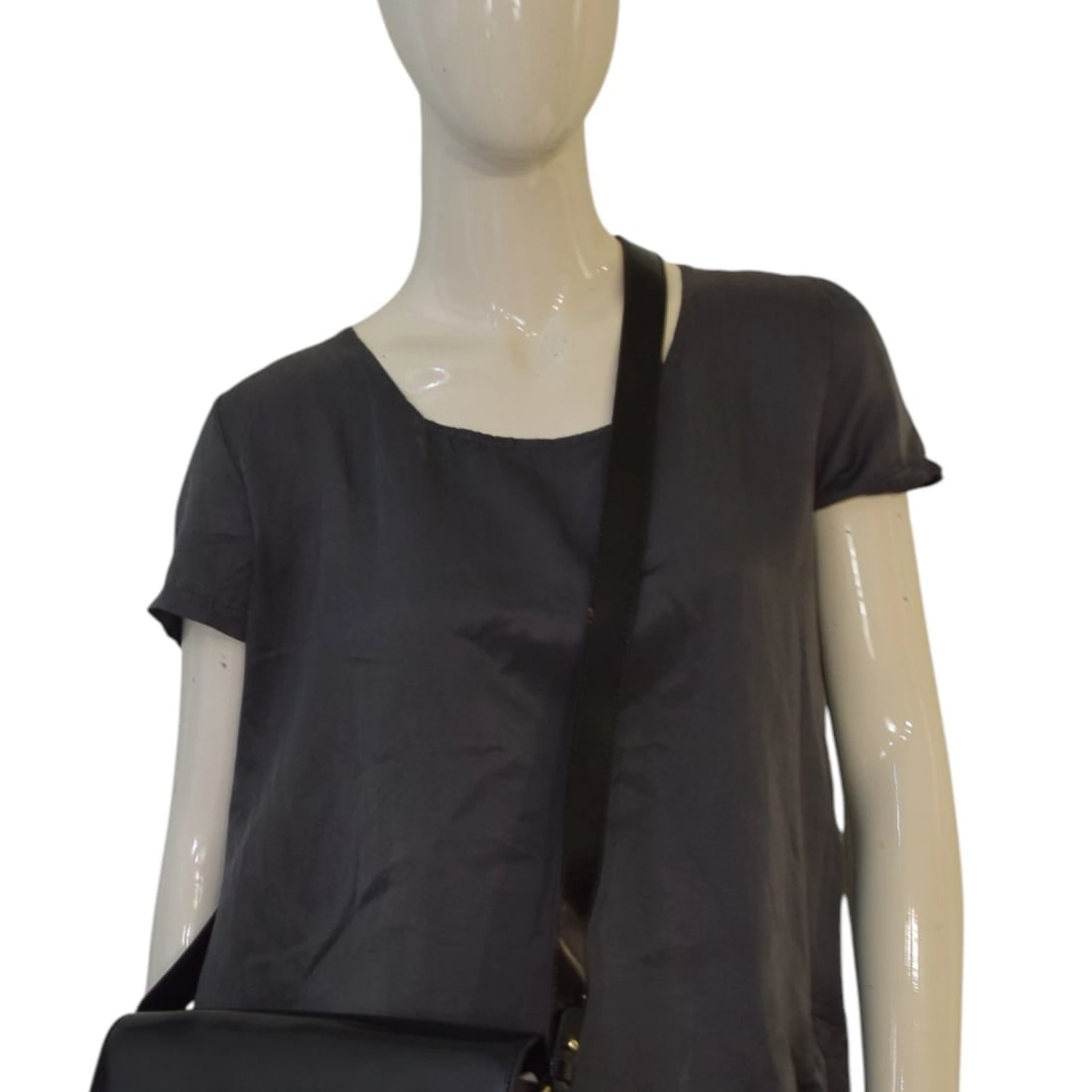 COCCINELLE Black Shinny Leather Shoulder Crossbody Bag – Gold Hardware – Italian - 17