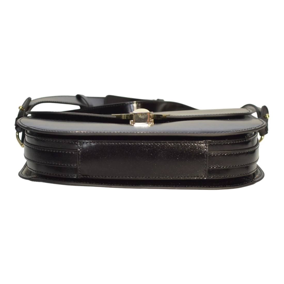 COCCINELLE Black Shinny Leather Shoulder Crossbody Bag – Gold Hardware – Italian - 6