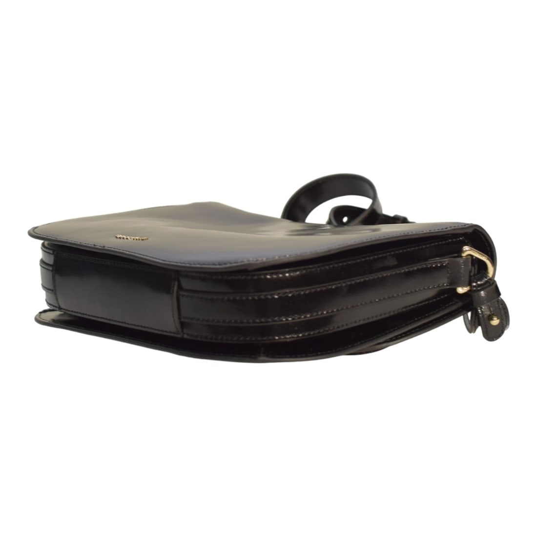 COCCINELLE Black Shinny Leather Shoulder Crossbody Bag – Gold Hardware – Italian - 9