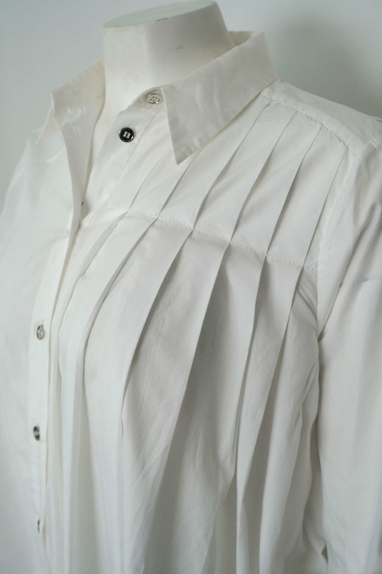 Maison Margiela Asymmetrical Pleated White Long Sleeve Button Up - 12