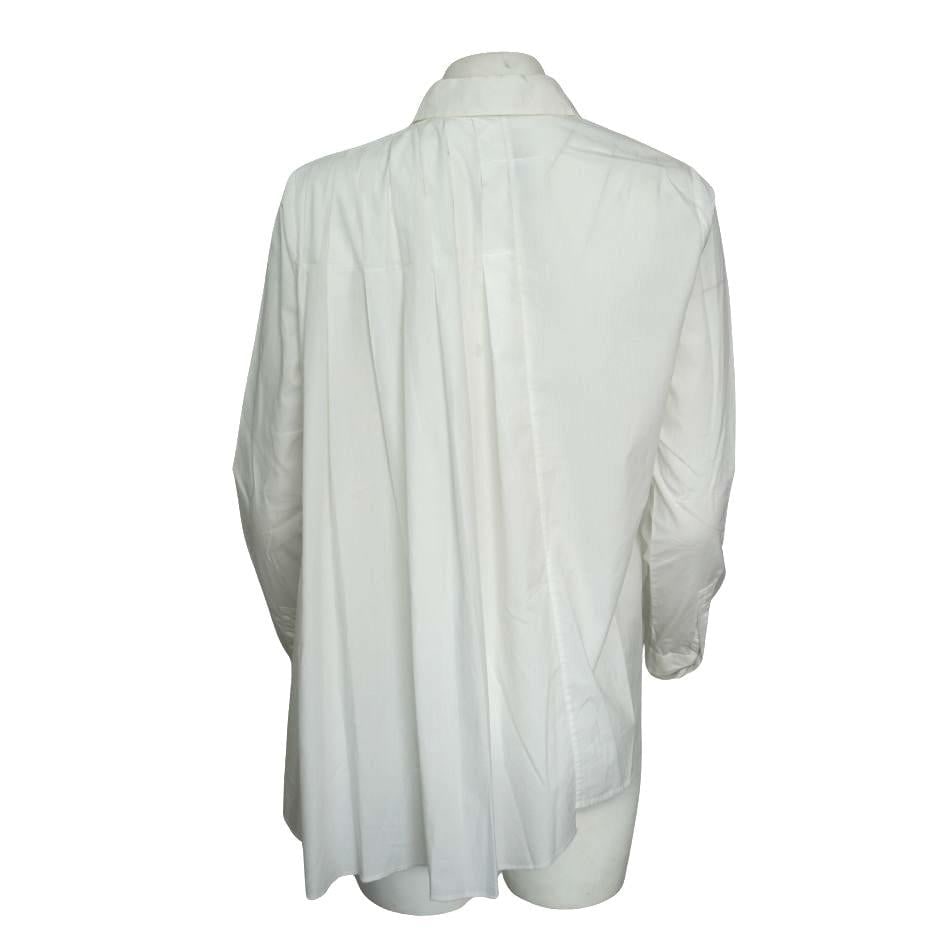 Maison Margiela Asymmetrical Pleated White Long Sleeve Button Up - 2