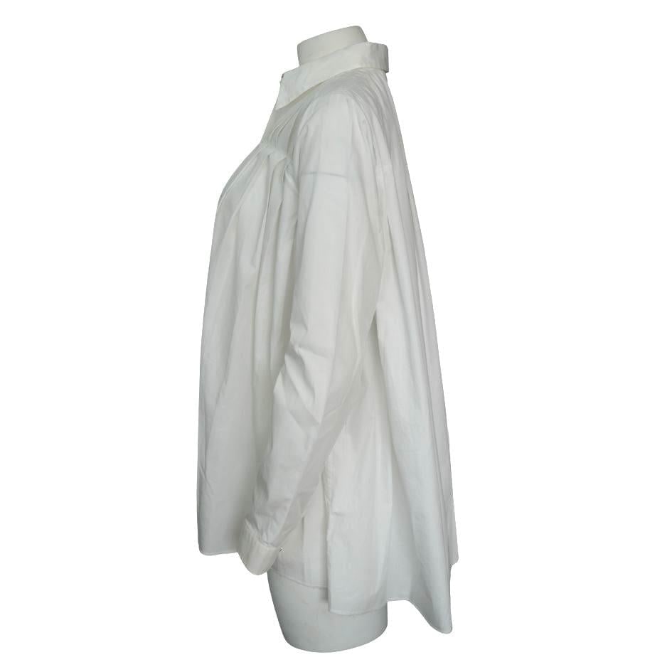Maison Margiela Asymmetrical Pleated White Long Sleeve Button Up - 3