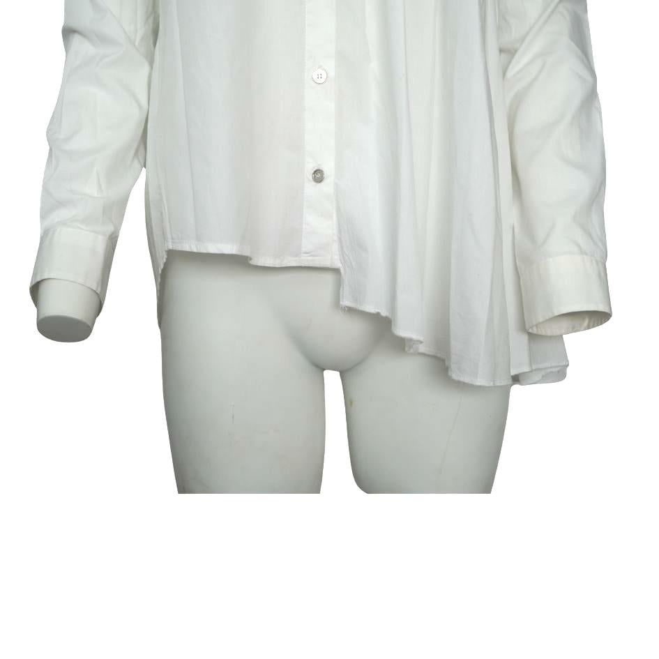 Maison Margiela Asymmetrical Pleated White Long Sleeve Button Up - 8