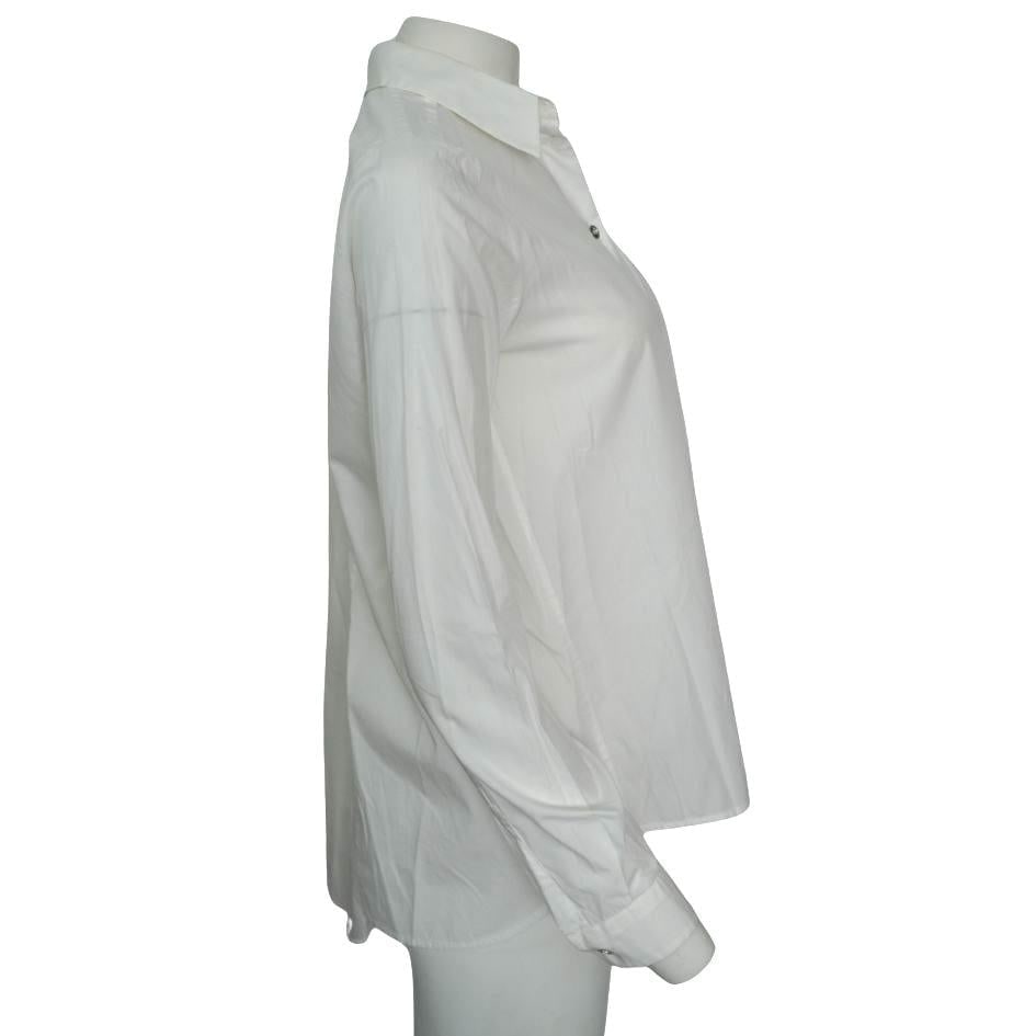 Maison Margiela Asymmetrical Pleated White Long Sleeve Button Up - 9