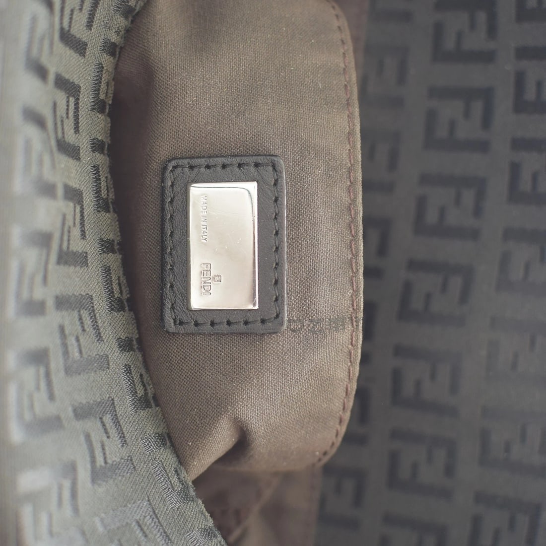 Fendi Zucca Canvas Brown Crossbody Vintage Bag – FF Monogram, Black Leather Trim - 11