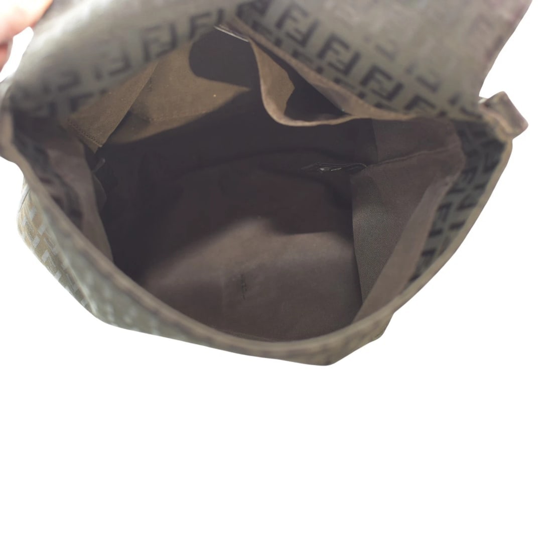 Fendi Zucca Canvas Brown Crossbody Vintage Bag – FF Monogram, Black Leather Trim - 12