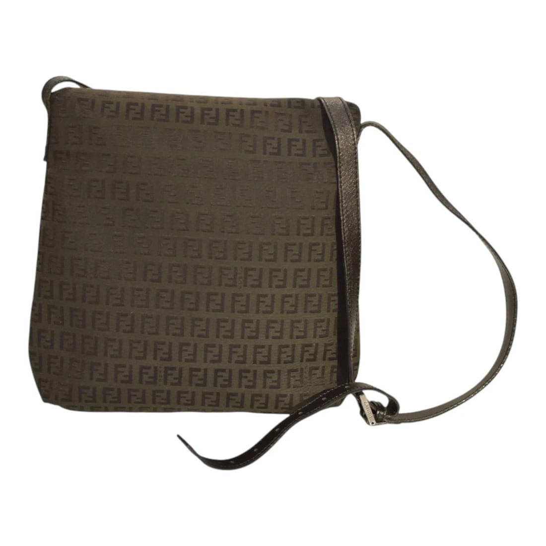 Fendi Zucca Canvas Brown Crossbody Vintage Bag – FF Monogram, Black Leather Trim - 2