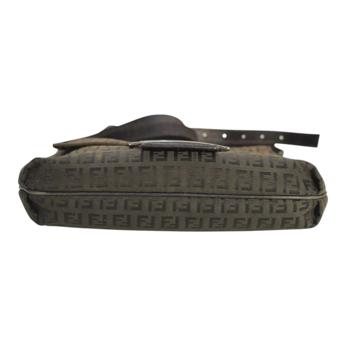 Fendi Zucca Canvas Brown Crossbody Vintage Bag – FF Monogram, Black Leather Trim - 5