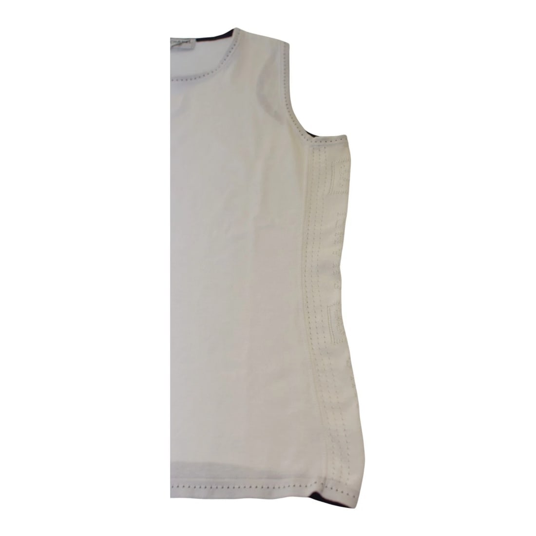 Chanel Vintage White slim cut sleeveless Top sz 40 with perforated details - 7